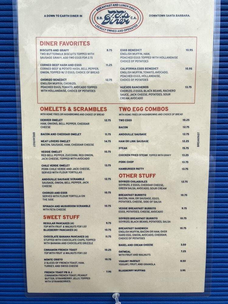JJ's Diner - Santa Barbara, CA menu_pic