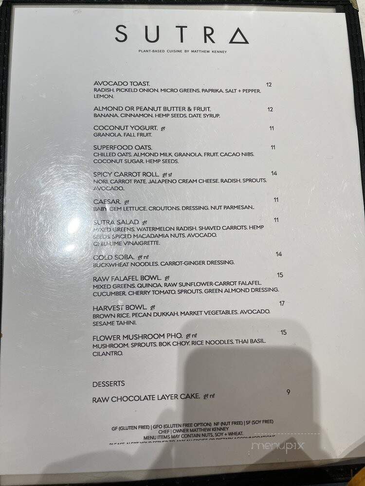 Sutra - New York, NY menu_pic
