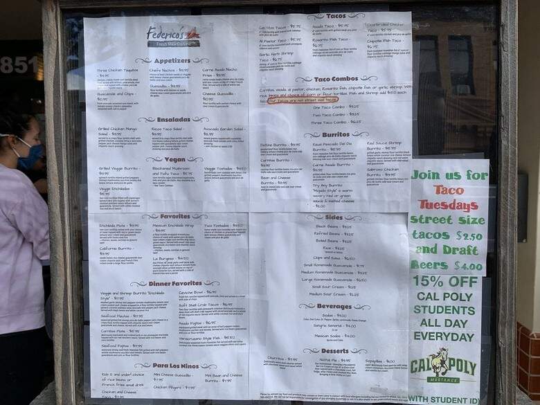 Federicos Fresh Mex Cuisine - San Luis Obispo, CA menu_pic