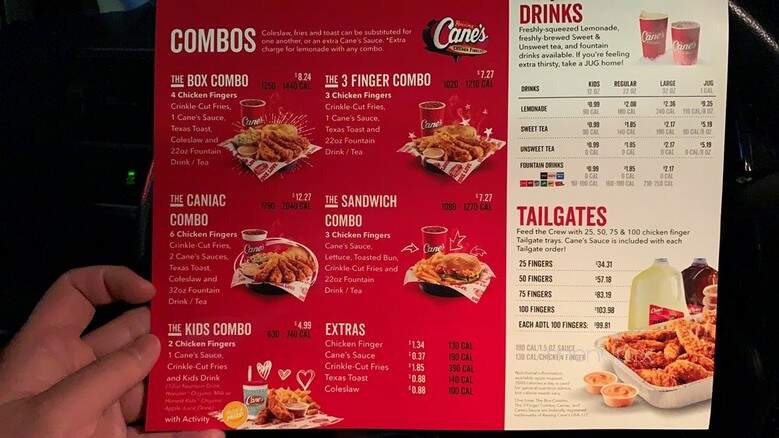 Raising Cane's - Denver, CO menu_pic