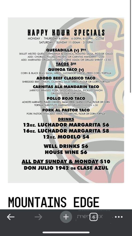 El Luchador Mexican Kitchen + Cantina - Las Vegas, NV menu_pic