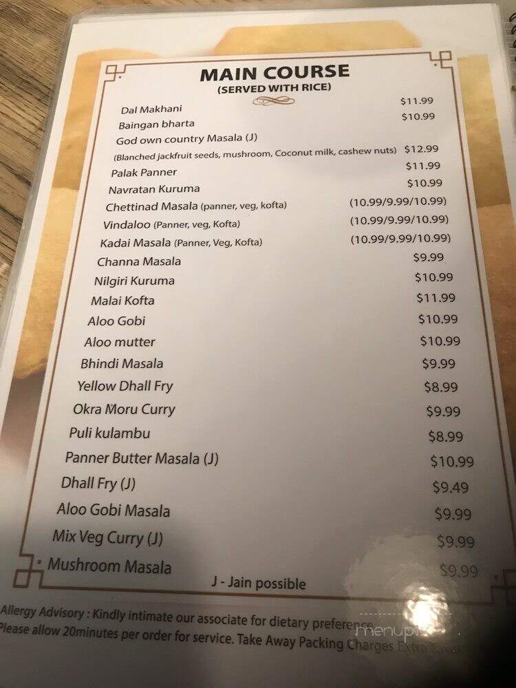 Namma Veedu Vasanta Bhavan - Austin, TX menu_pic