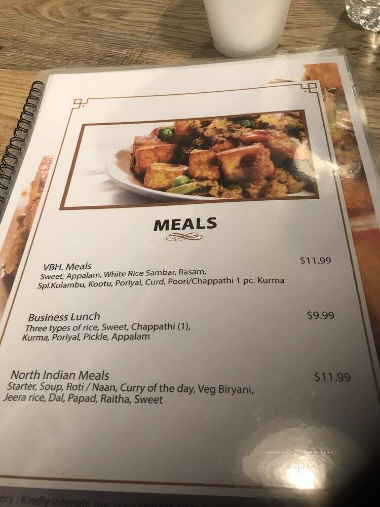 Namma Veedu Vasanta Bhavan - Austin, TX menu_pic