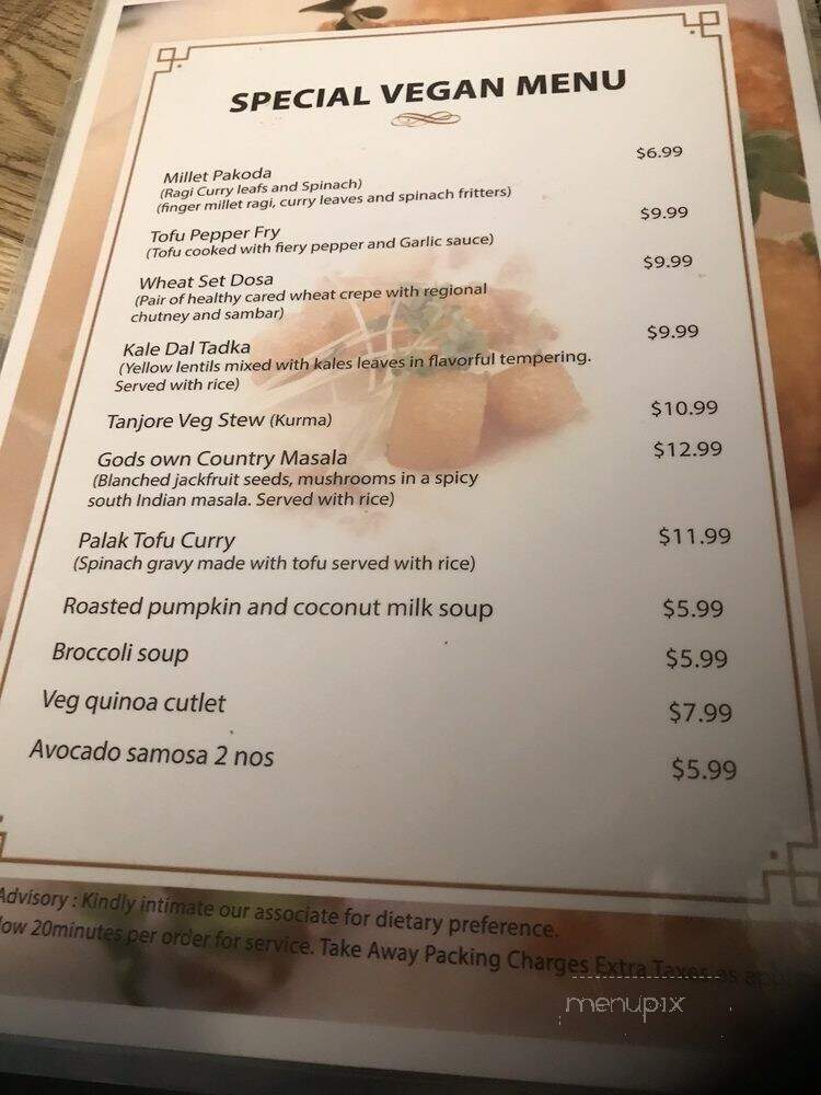 Namma Veedu Vasanta Bhavan - Austin, TX menu_pic