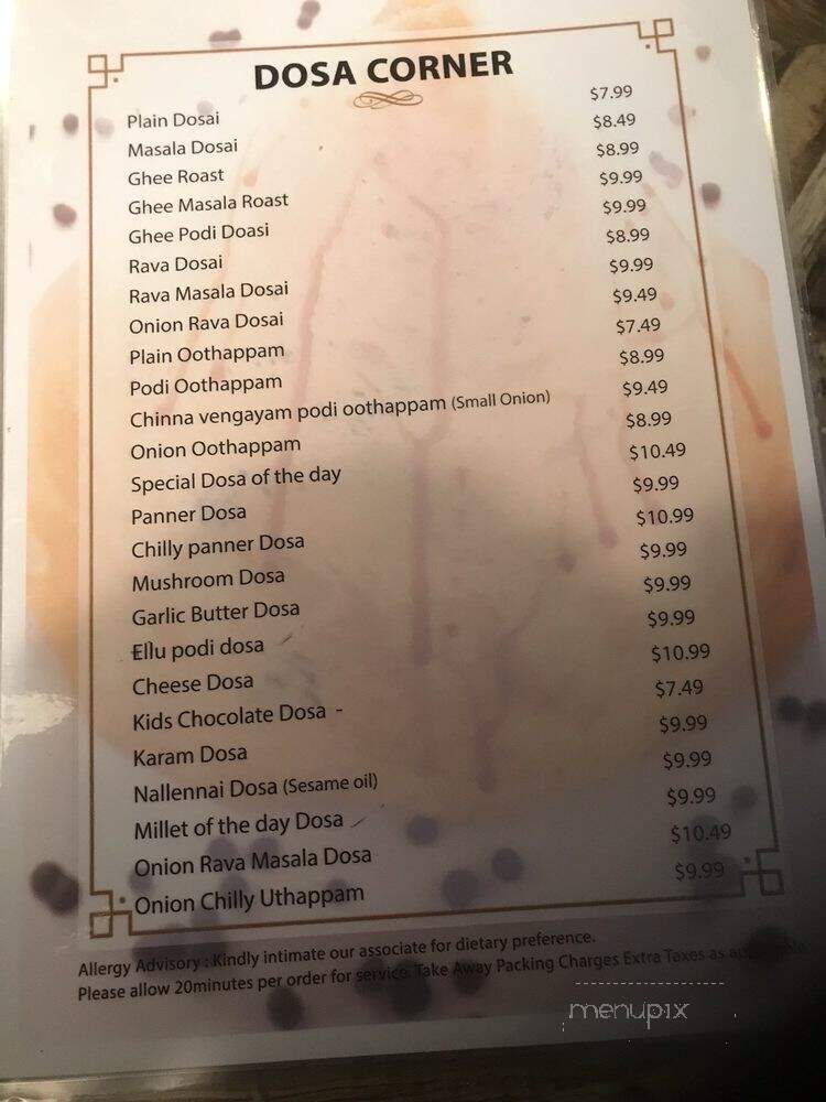 Namma Veedu Vasanta Bhavan - Austin, TX menu_pic