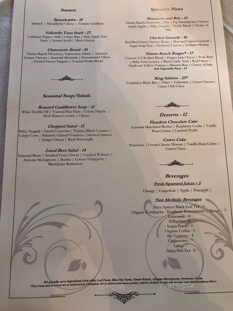 Reserve - Scottsdale, AZ menu_pic