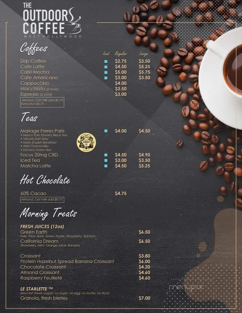 The Outdoors Coffee - West Hollywood, CA menu_pic