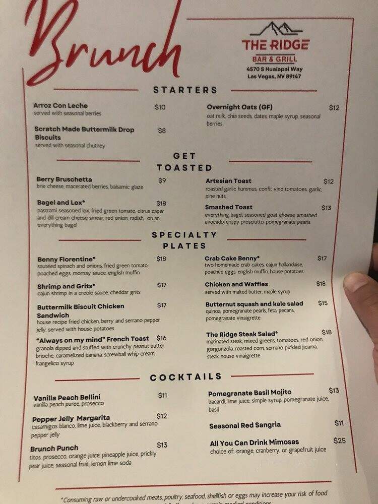 The Ridge Bar & Grill - Las Vegas, NV menu_pic