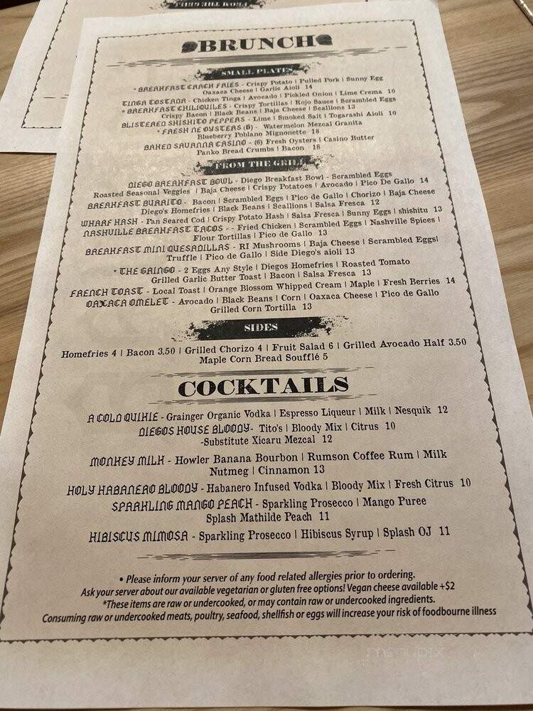 Diego's East Side - Providence, RI menu_pic