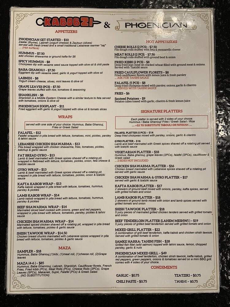 Kabobzi Mediterranean Grill - Austin, TX menu_pic