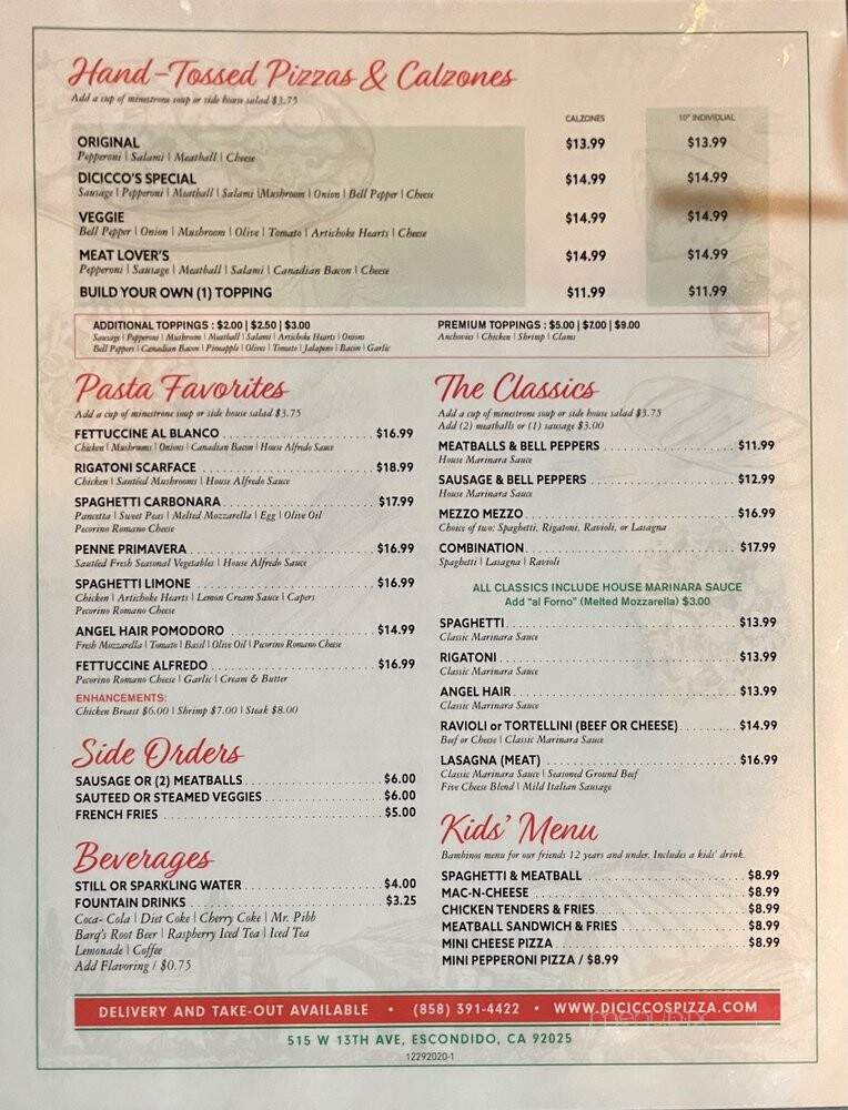 DiCicco's Italian Restaurant & Pizzeria - Escondido, CA