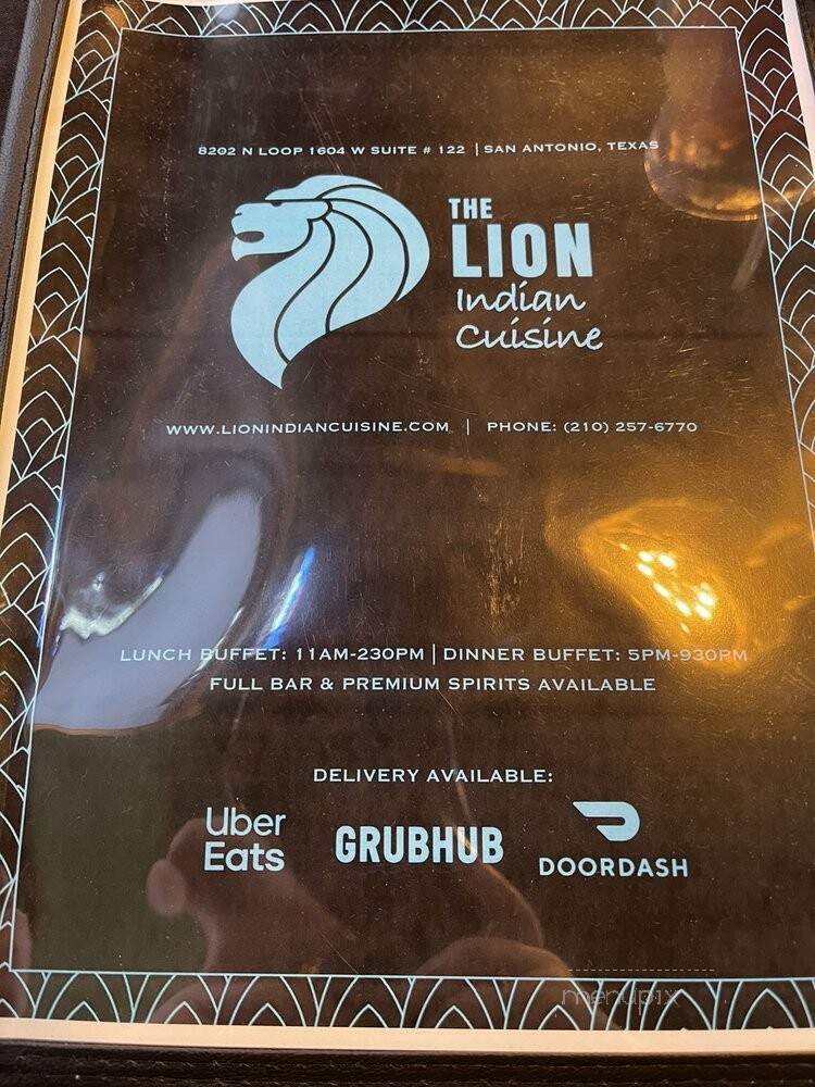 The Lion Indian Cuisine - San Antonio, TX menu_pic
