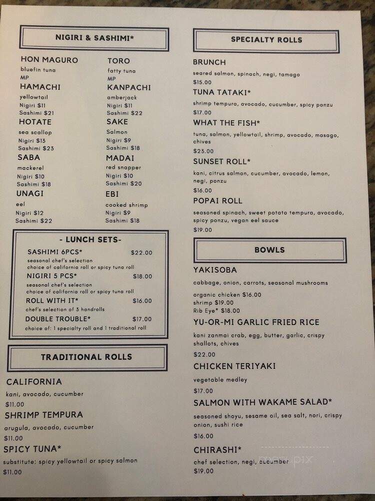 Yu-Or-Mi Sushi Bar - Las Vegas, NV menu_pic