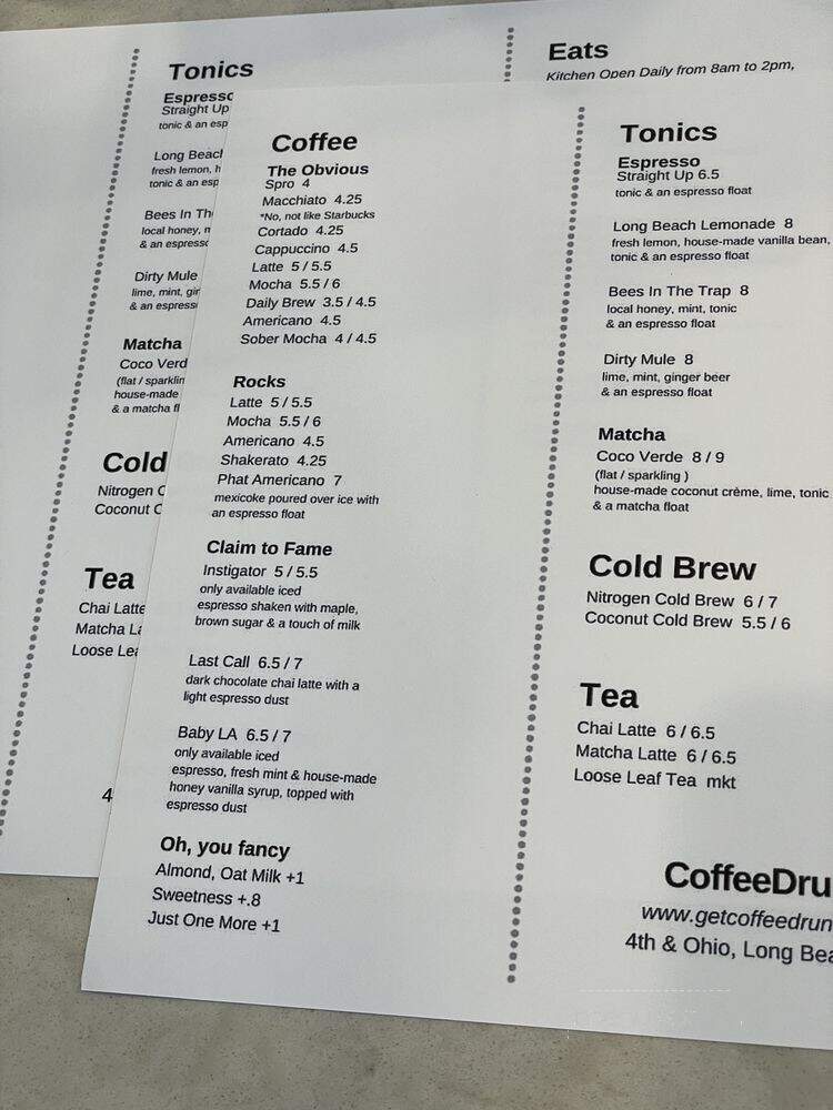 Coffee Drunk - Long Beach, CA menu_pic