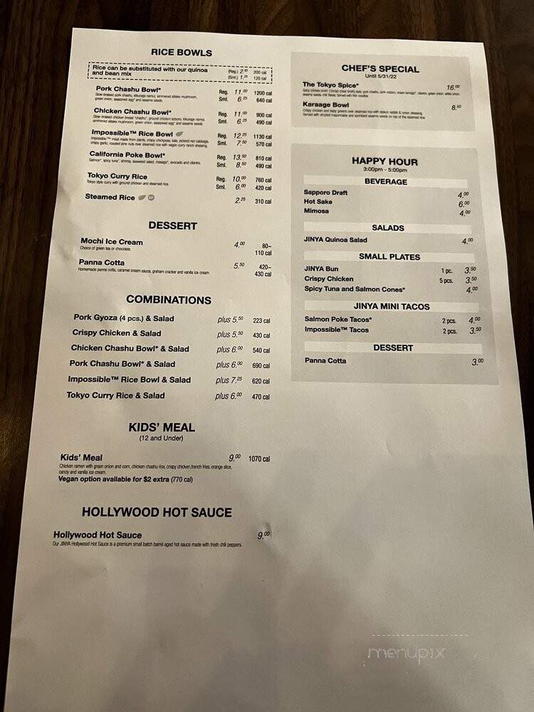 JINYA Ramen Bar - Henderson, NV menu_pic