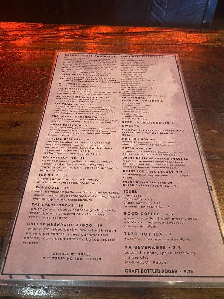 Bricks Corner - Salt Lake City, UT menu_pic