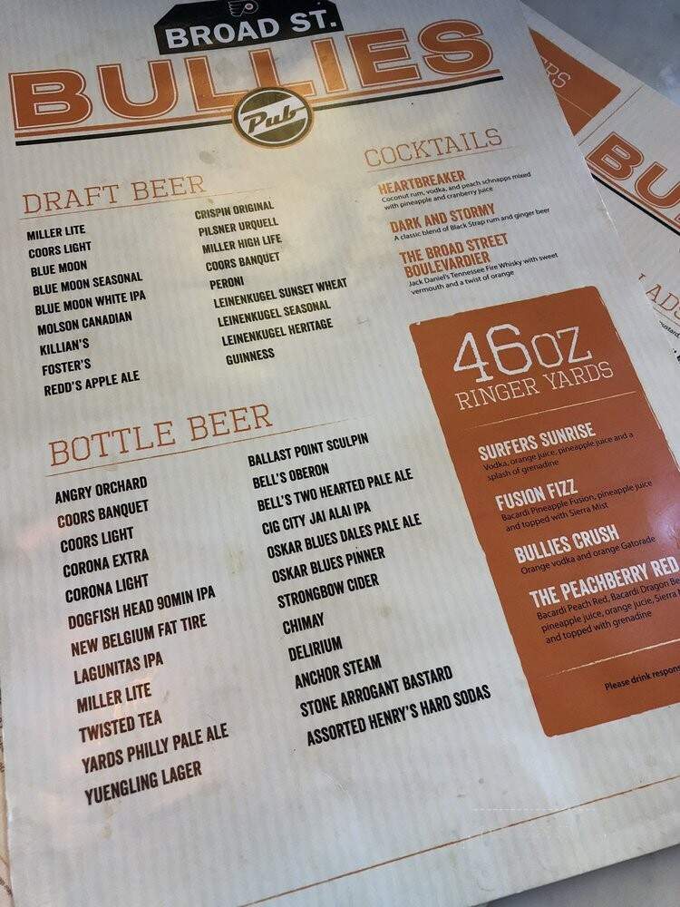 Broad Street Bullies - Philadelphia, PA menu_pic