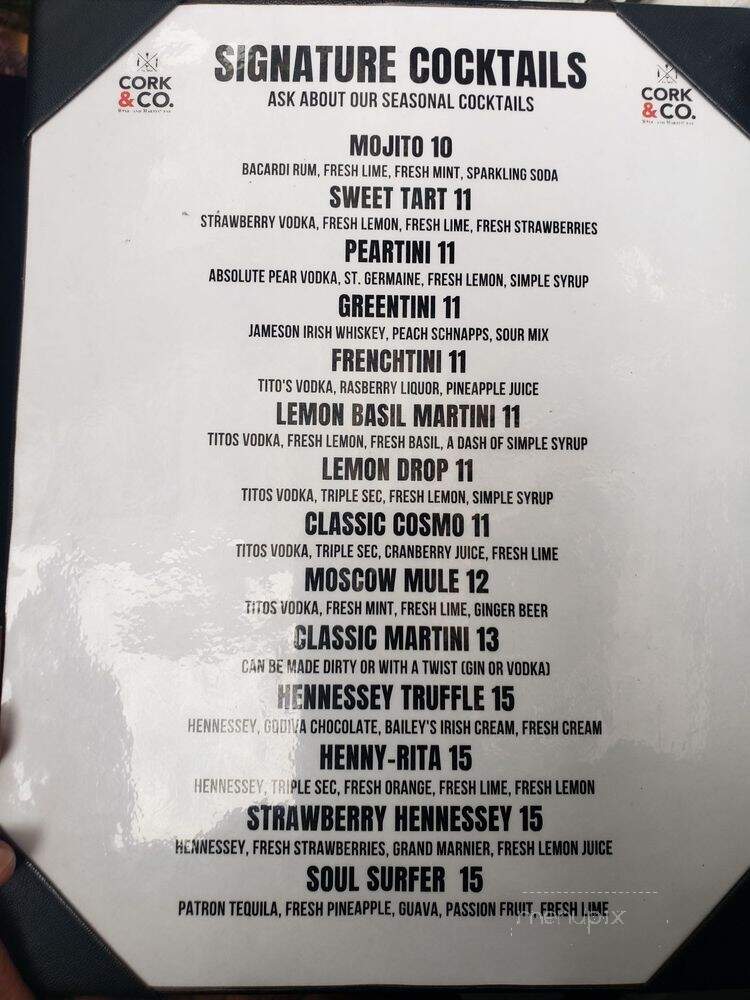 Cork & Co - Norfolk, VA menu_pic