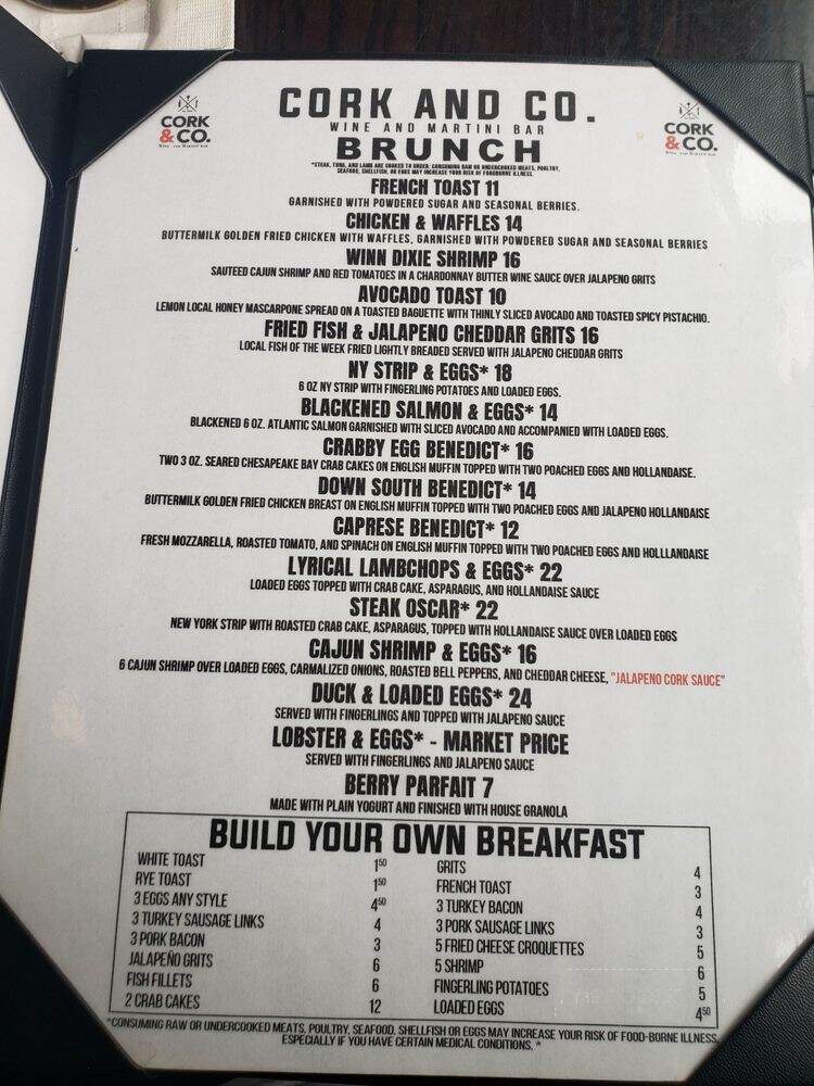 Cork & Co - Norfolk, VA menu_pic