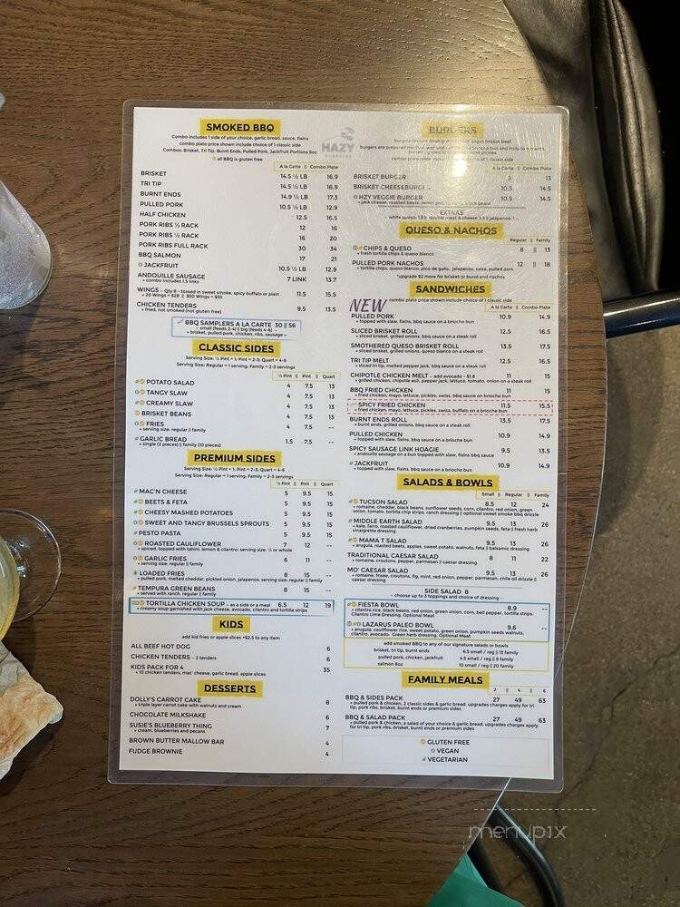 Hazy Barbecue - Danville, CA menu_pic