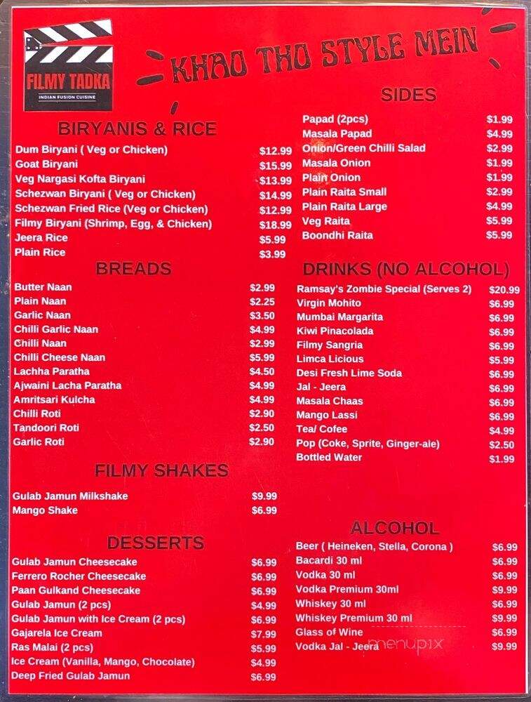 Filmy Tadka Restaurant - Brampton, ON menu_pic
