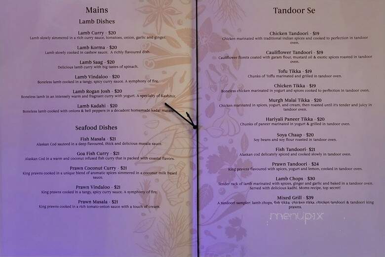 Bombay Masala Indian Restaurant - Vancouver, BC menu_pic