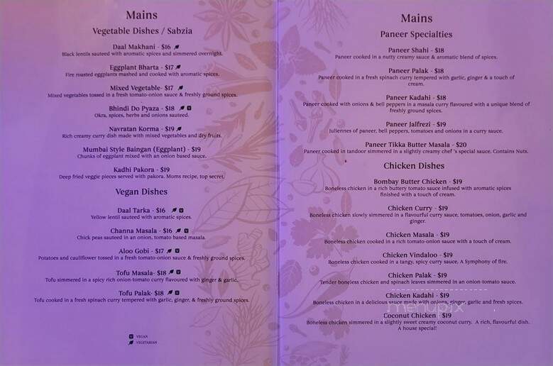 Bombay Masala Indian Restaurant - Vancouver, BC menu_pic