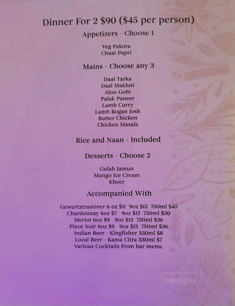 Bombay Masala Indian Restaurant - Vancouver, BC menu_pic