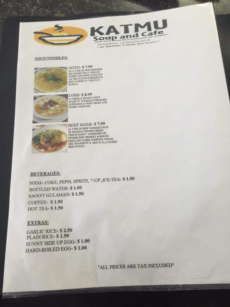 Katmu Soup & Cafe - Saskatoon, SK menu_pic