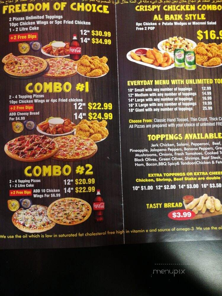 Aleeza's Pizza - Toronto, ON menu_pic