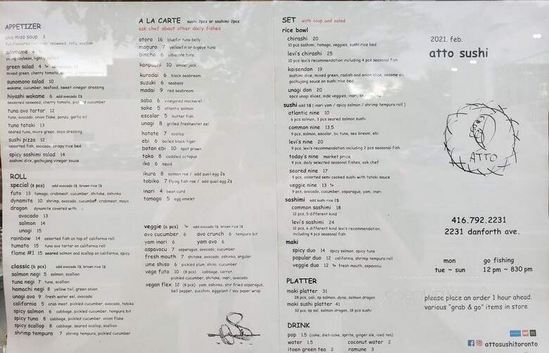 Attosushi - Toronto, ON menu_pic