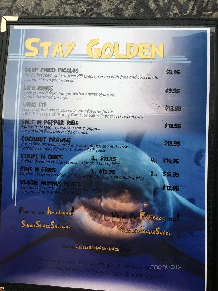 Shark Shack - Sicamous, BC menu_pic