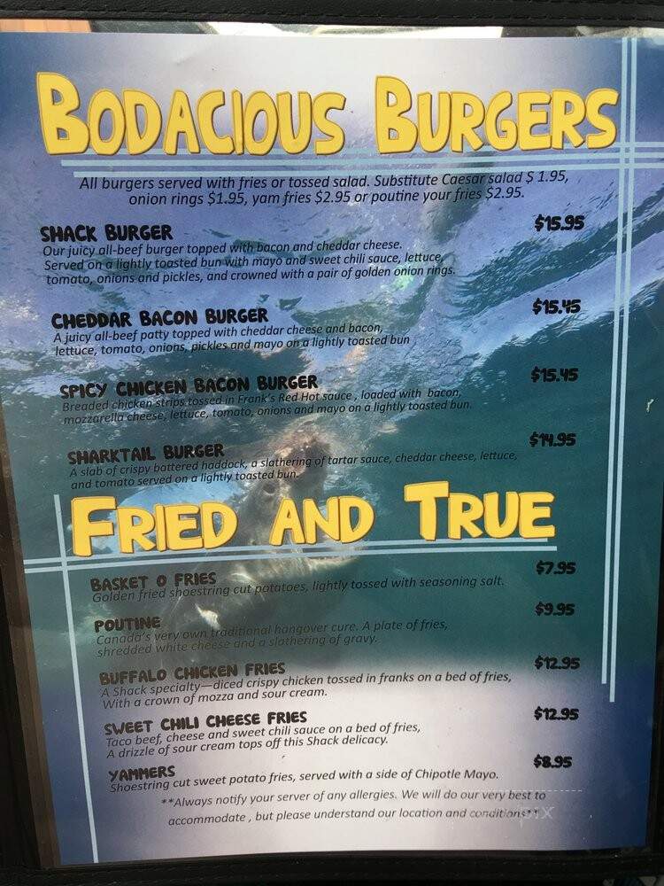 Shark Shack - Sicamous, BC menu_pic