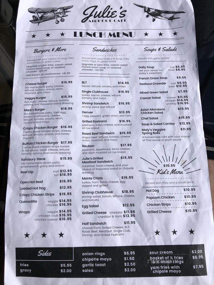 Julie's Airport Market Grill - Powell River, BC menu_pic