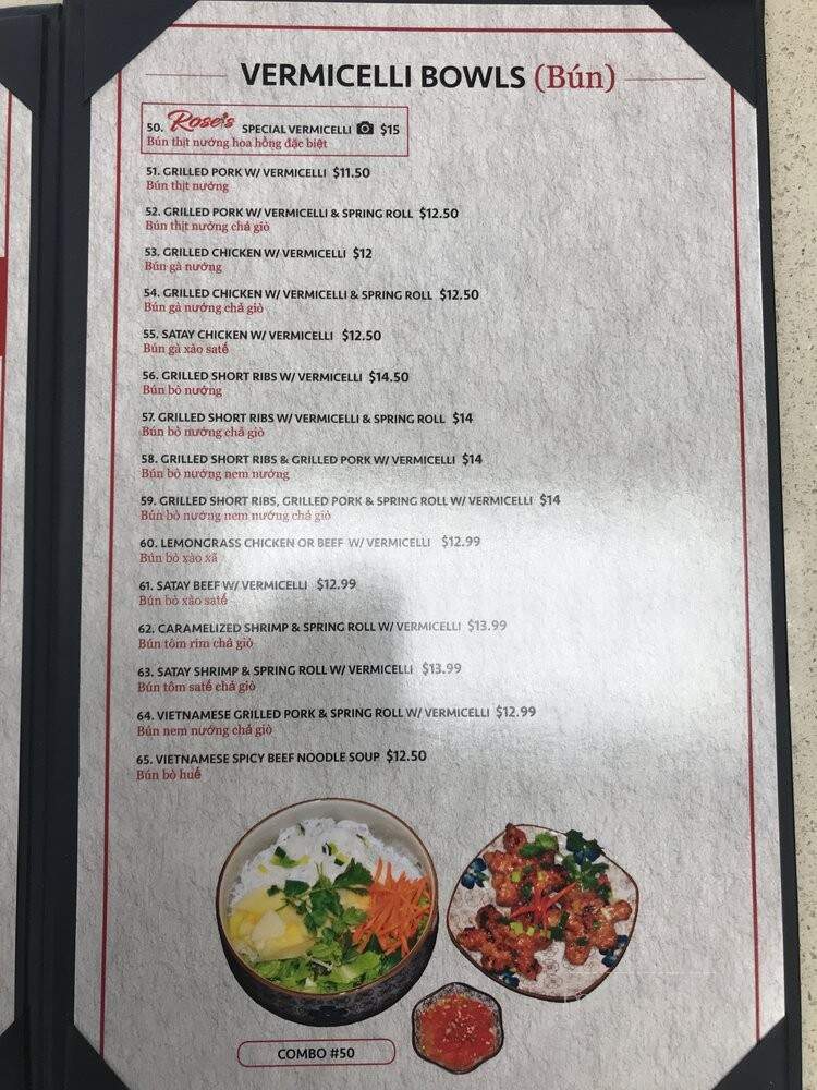 Rose's - Langley, BC menu_pic