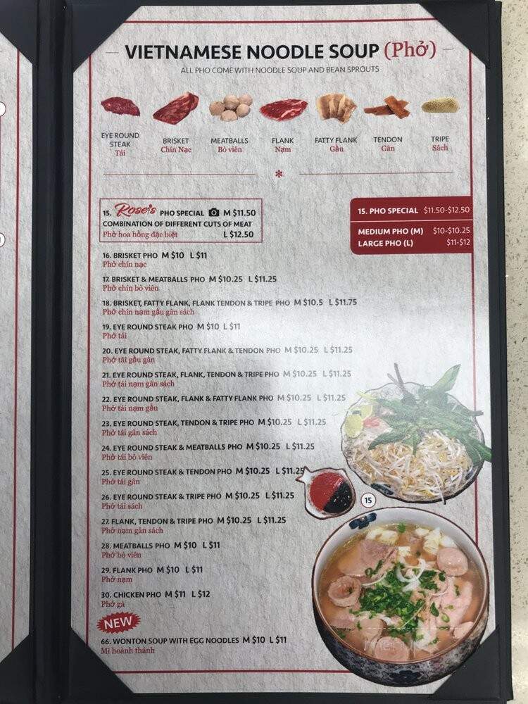 Rose's - Langley, BC menu_pic