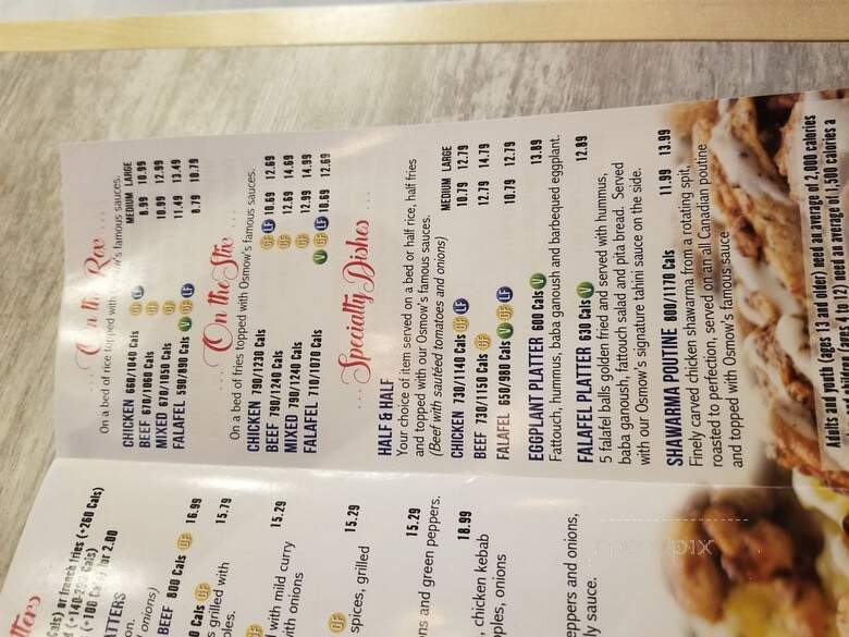 Osmow's - St. Catharines, ON menu_pic