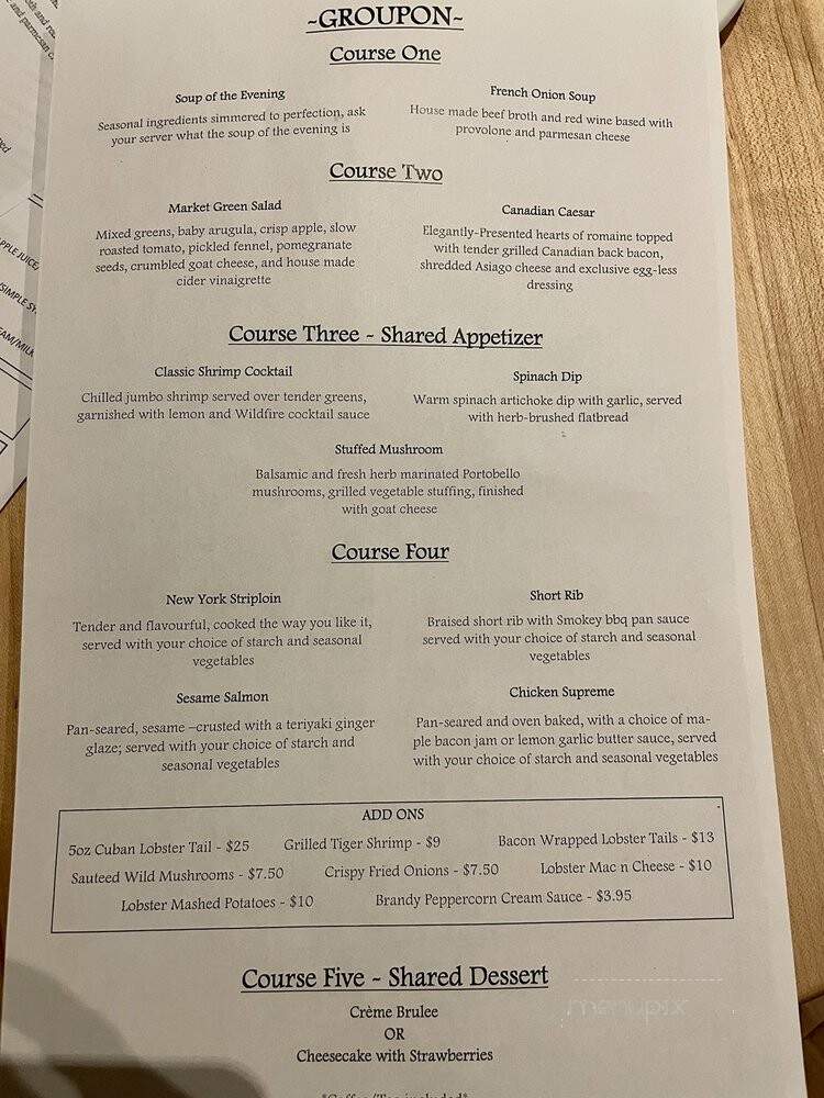 Wildfire Grillhouse - Niagara Falls, ON menu_pic