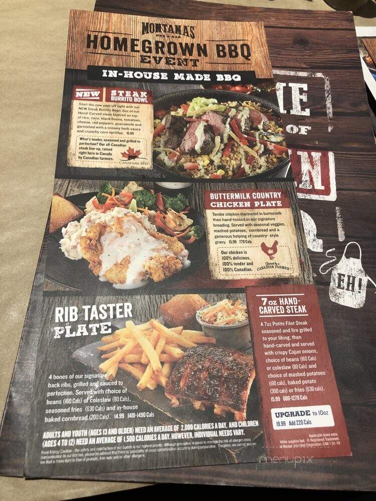 Montana's - Bowmanville, ON menu_pic