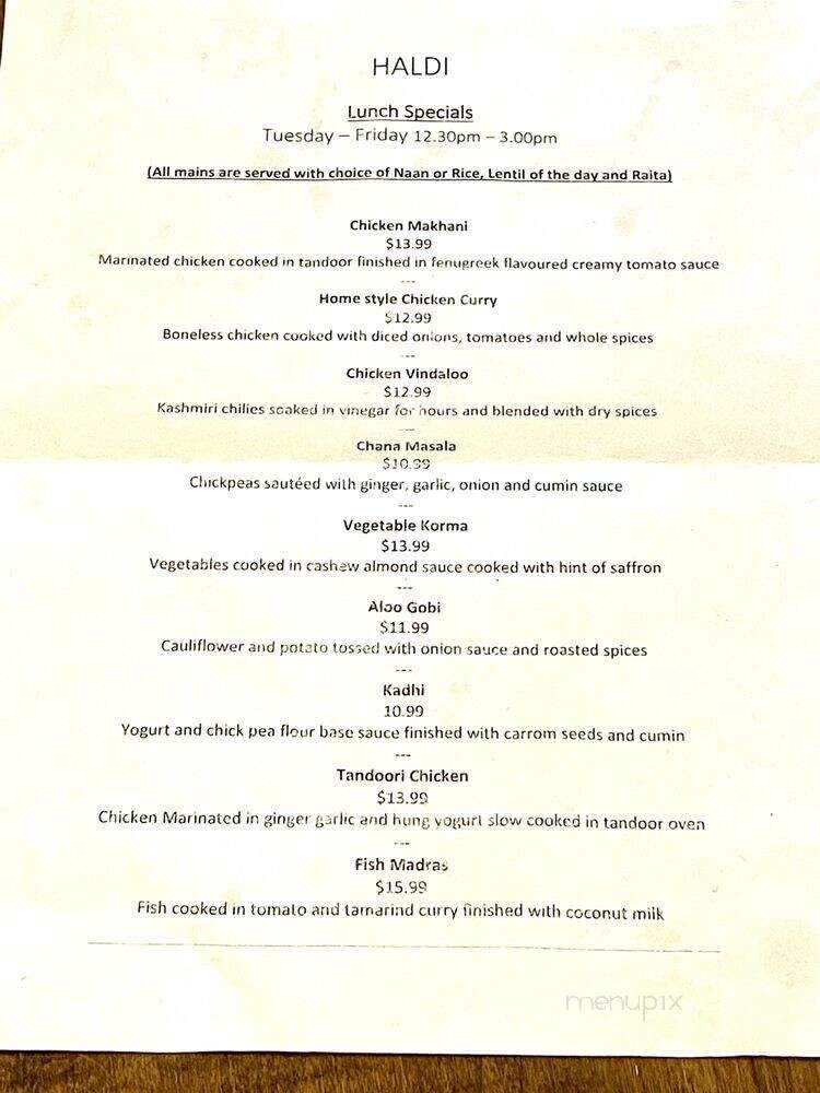 Haldi - Toronto, ON menu_pic