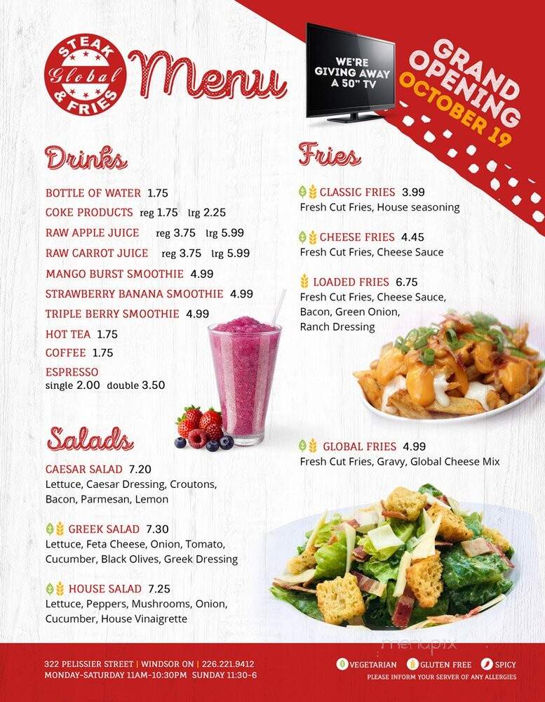 Global Steak Restaurant - Windsor, ON menu_pic