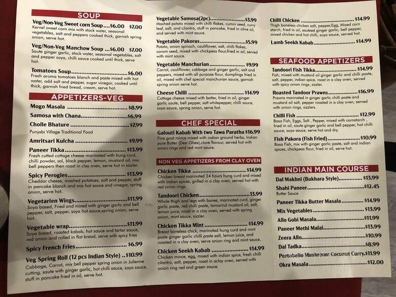 Indian Courtyard Restaurant - New Westminster, BC menu_pic