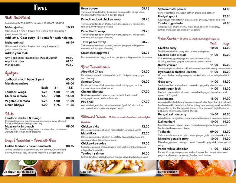 Krave Indian - Vaughan, ON menu_pic