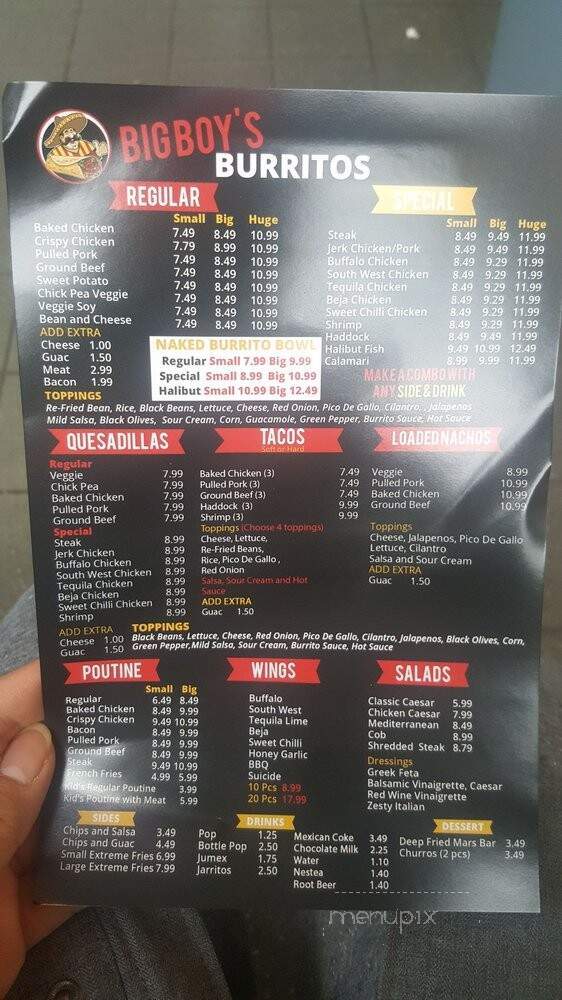 Big Boy's Burrito - Toronto, ON menu_pic