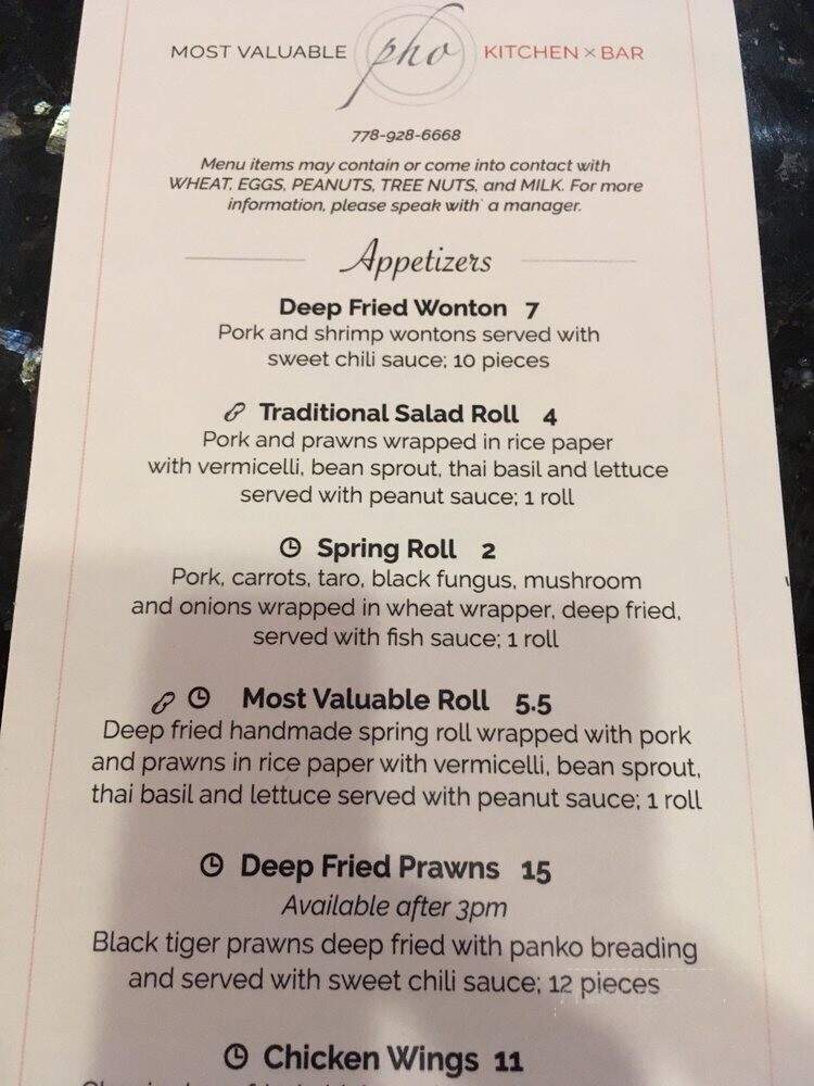 MVP Kitchen & Bar - Burnaby, BC menu_pic