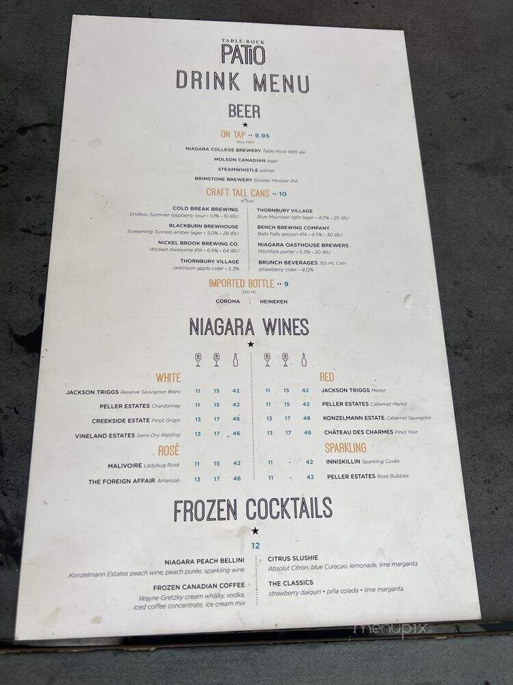 Table Rock Grill - Niagara Falls, ON menu_pic