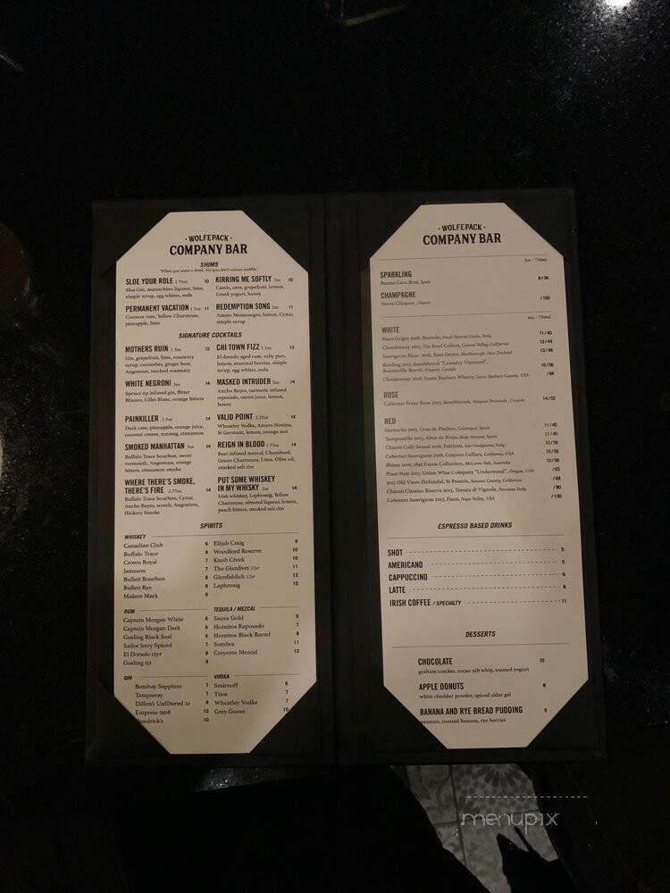 Company Bar - London, ON menu_pic