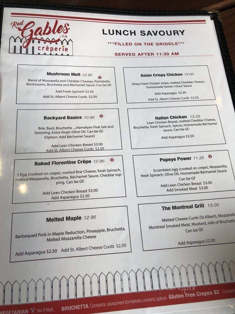 Red Gables Creperie - Stittsville, ON menu_pic