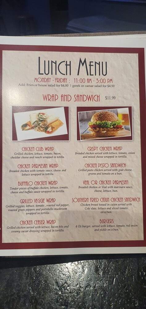 Lion Pub and Grill - Newmarket, ON menu_pic