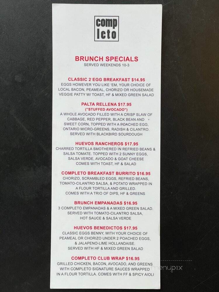 Completo - Toronto, ON menu_pic